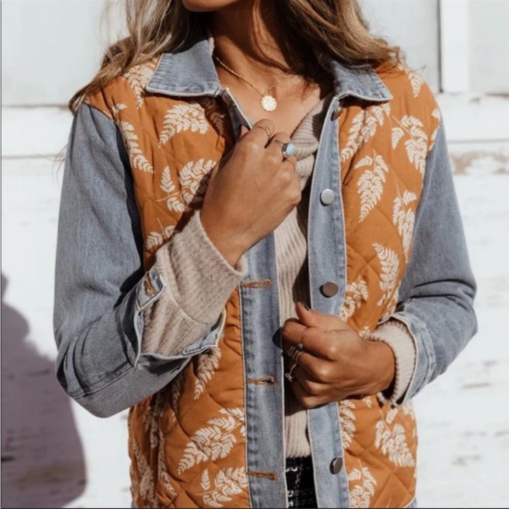 NWT BOHME Denim Jacket with Quilt Detail Size Small